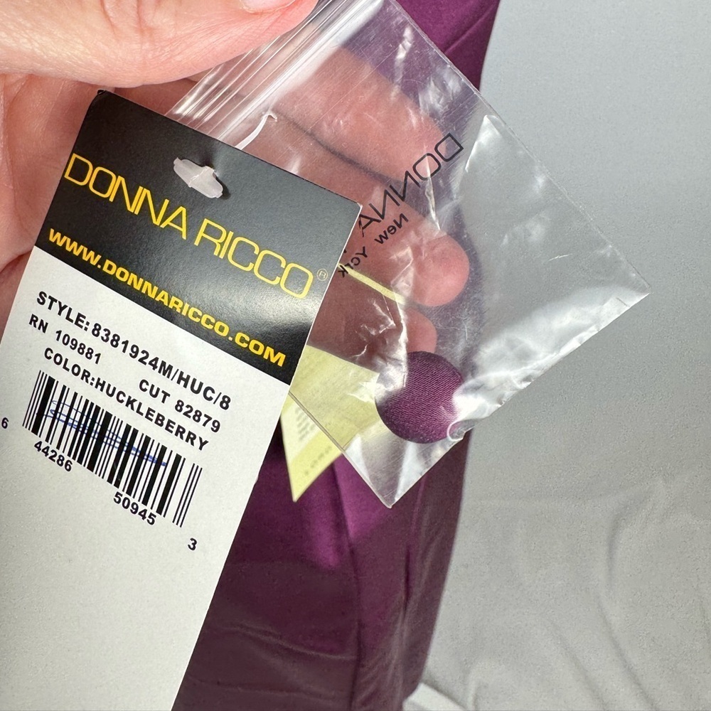 NWT Donna Ricco Purple Sheath Dress Cocktail Dress Square Neck Open Back Size 8 - Picture 9 of 11
